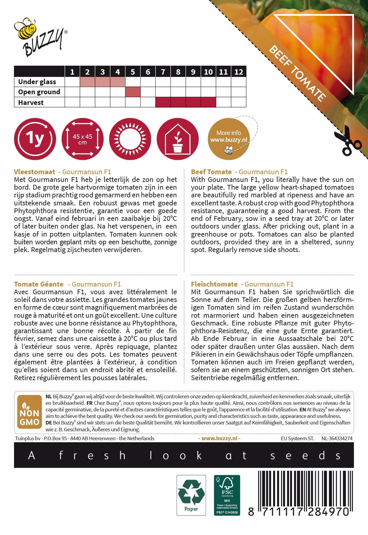 Beef Tomato - Gourmansun F1 - 6 Seeds