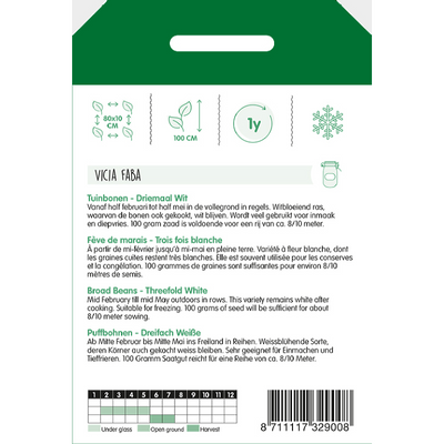 Széles Bab - Driemaal Wit - 100g