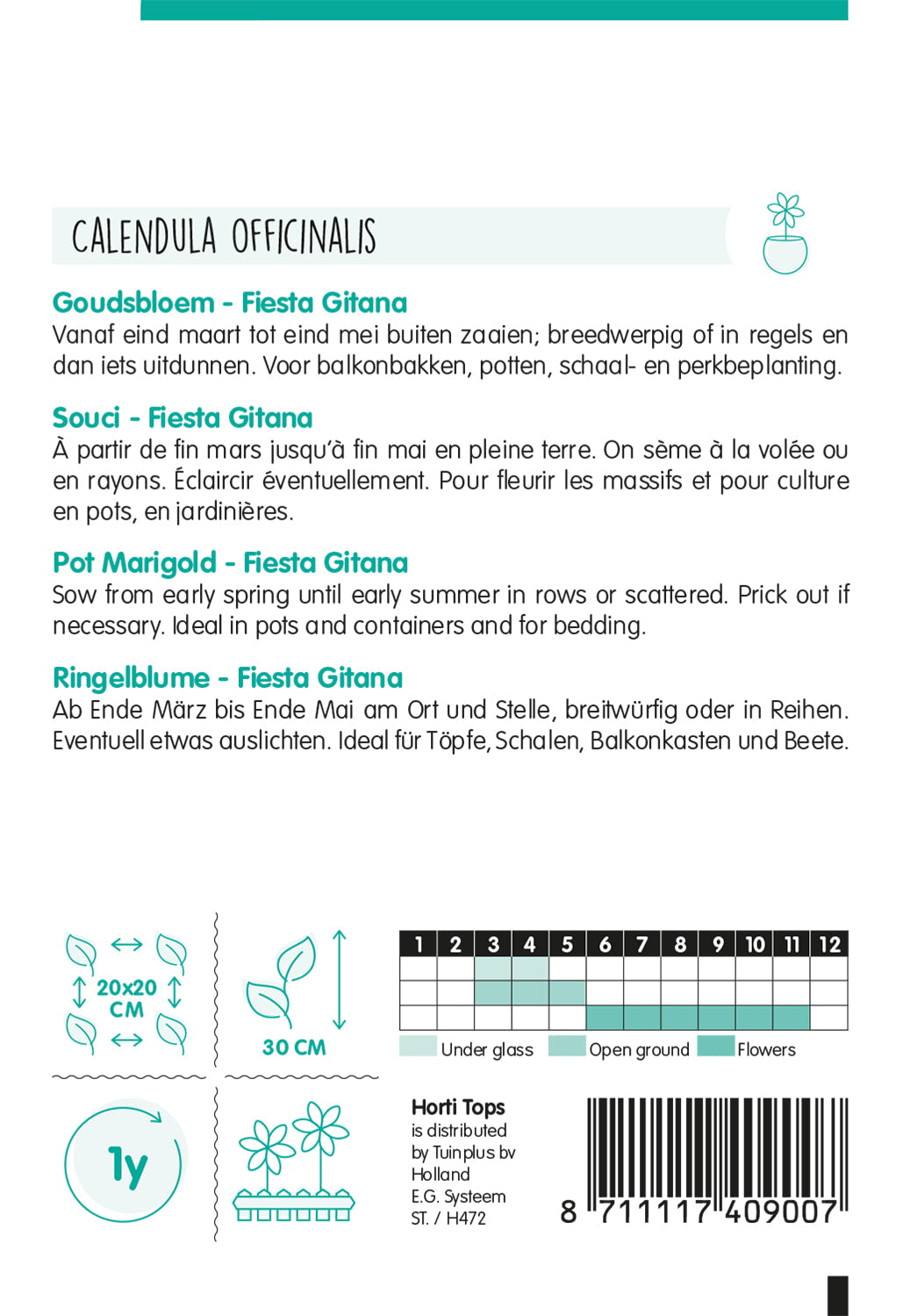 Cserepes Körömvirág - Fiesta Gitana - 1,5g