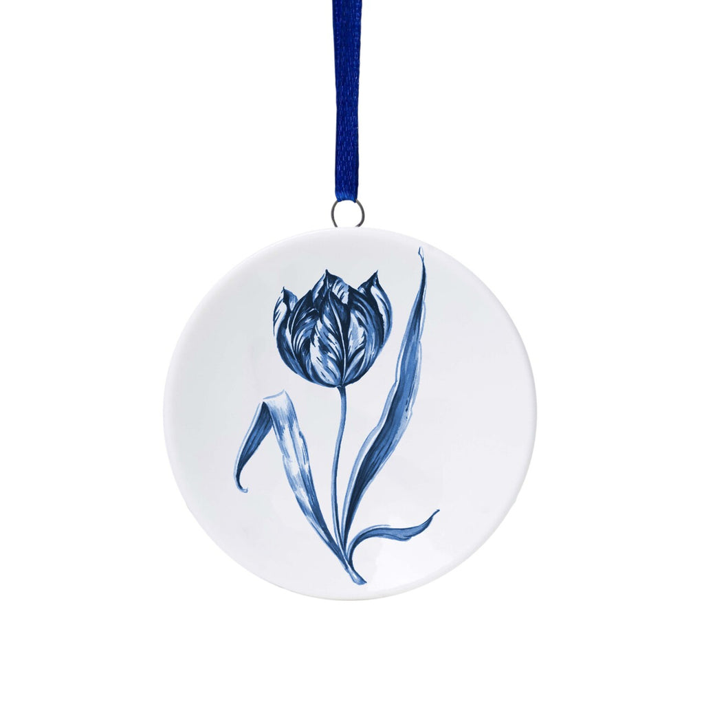 Tulipános tányér alakú karácsonyi dísz – 6 cm