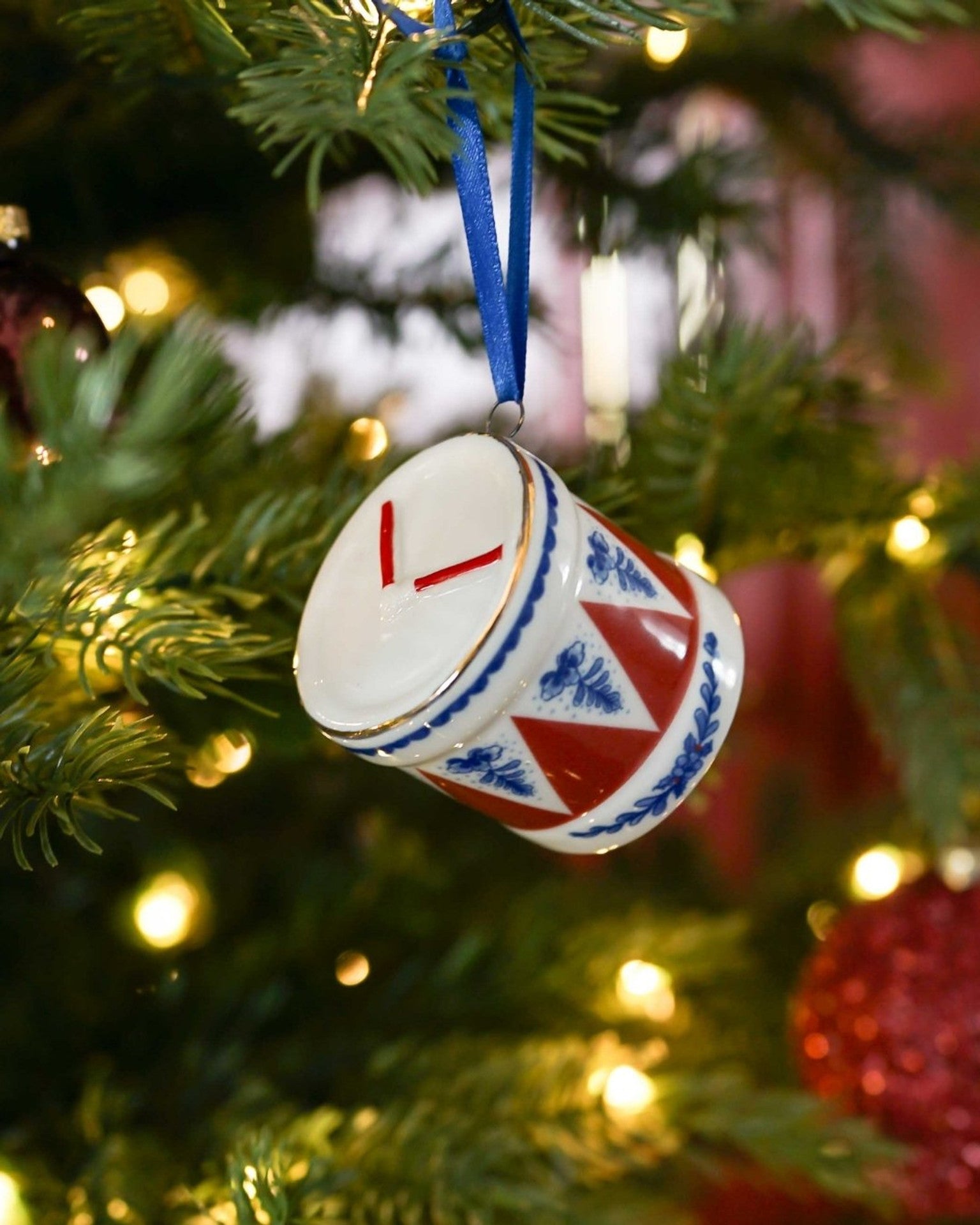 Christmas Ornament Drum - Vintage - 9 cm