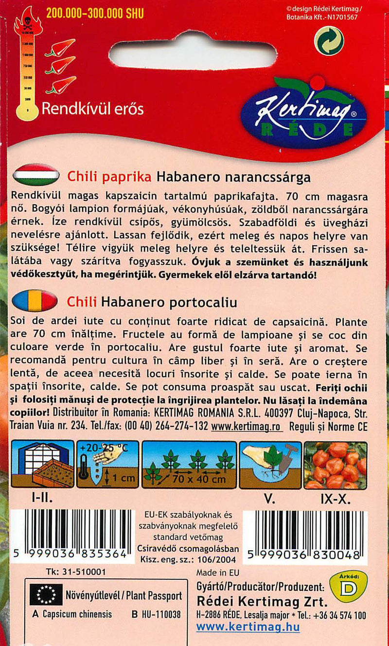Chili Pepper - Habanero Orange - 20 Seeds