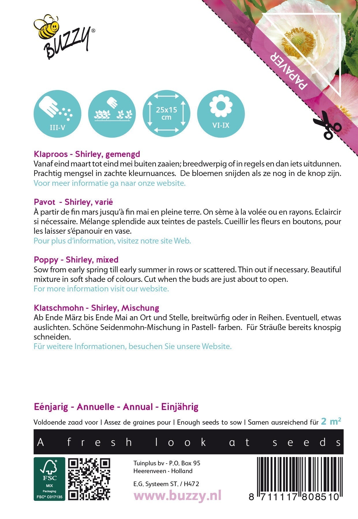 Mák - Shirley - Színkeverék - 1g