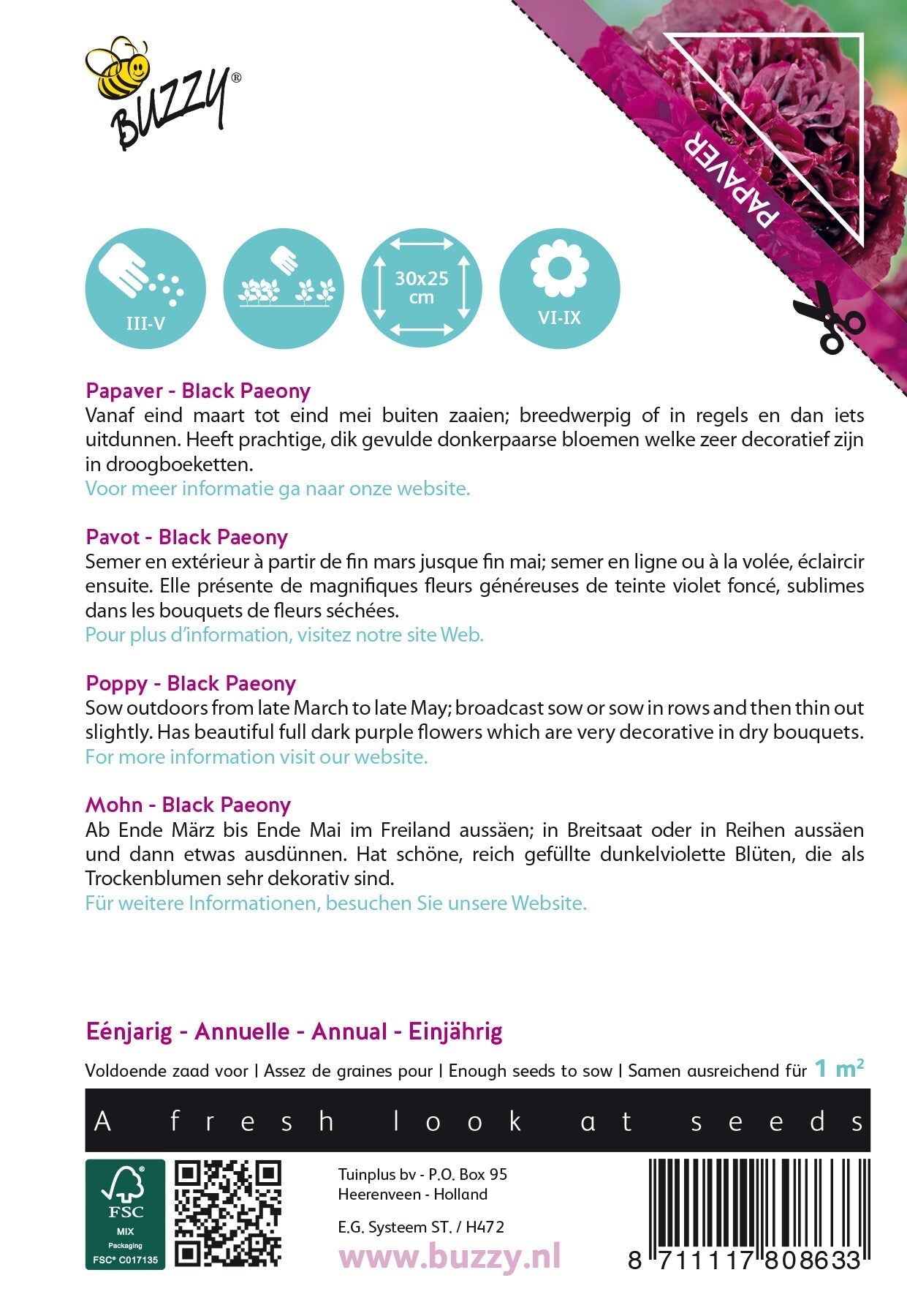 Poppy Flowers - Black Paeony - 0,08g