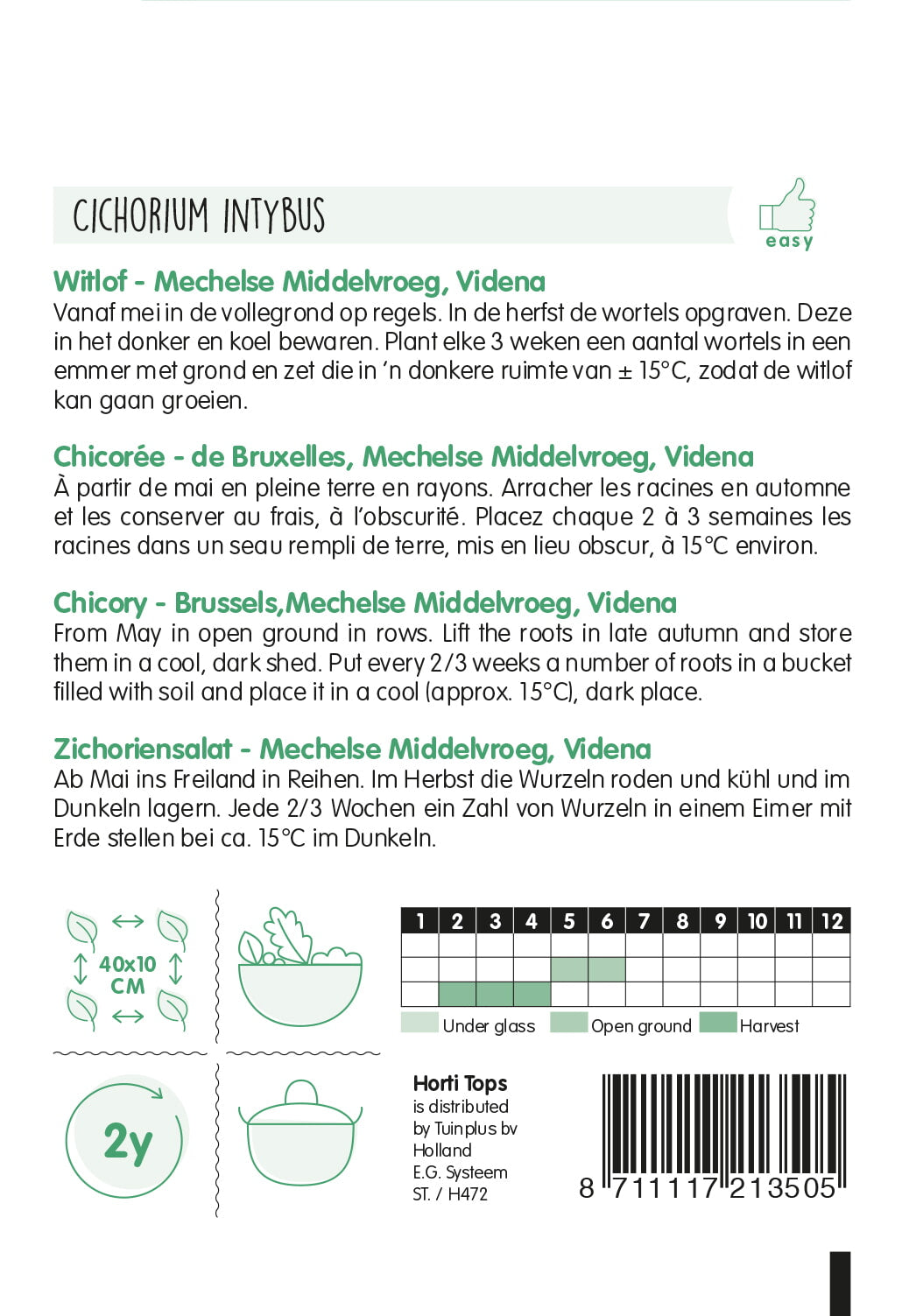 Chicory Brussels - Mechelse Middelvroeg Videna - 2,5g