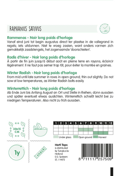 Winter Radish - Noir Long Poids D'Horloge - 10g