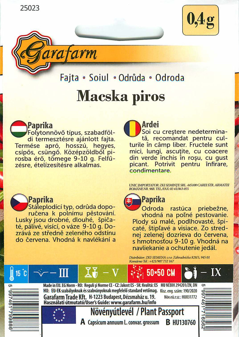 Hot Pepper - Macska Piros - 0,4g