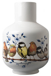 Magas kerek váza erdei madarakkal