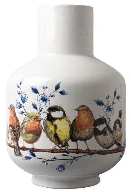 Tall Ball Vase Forest Birds
